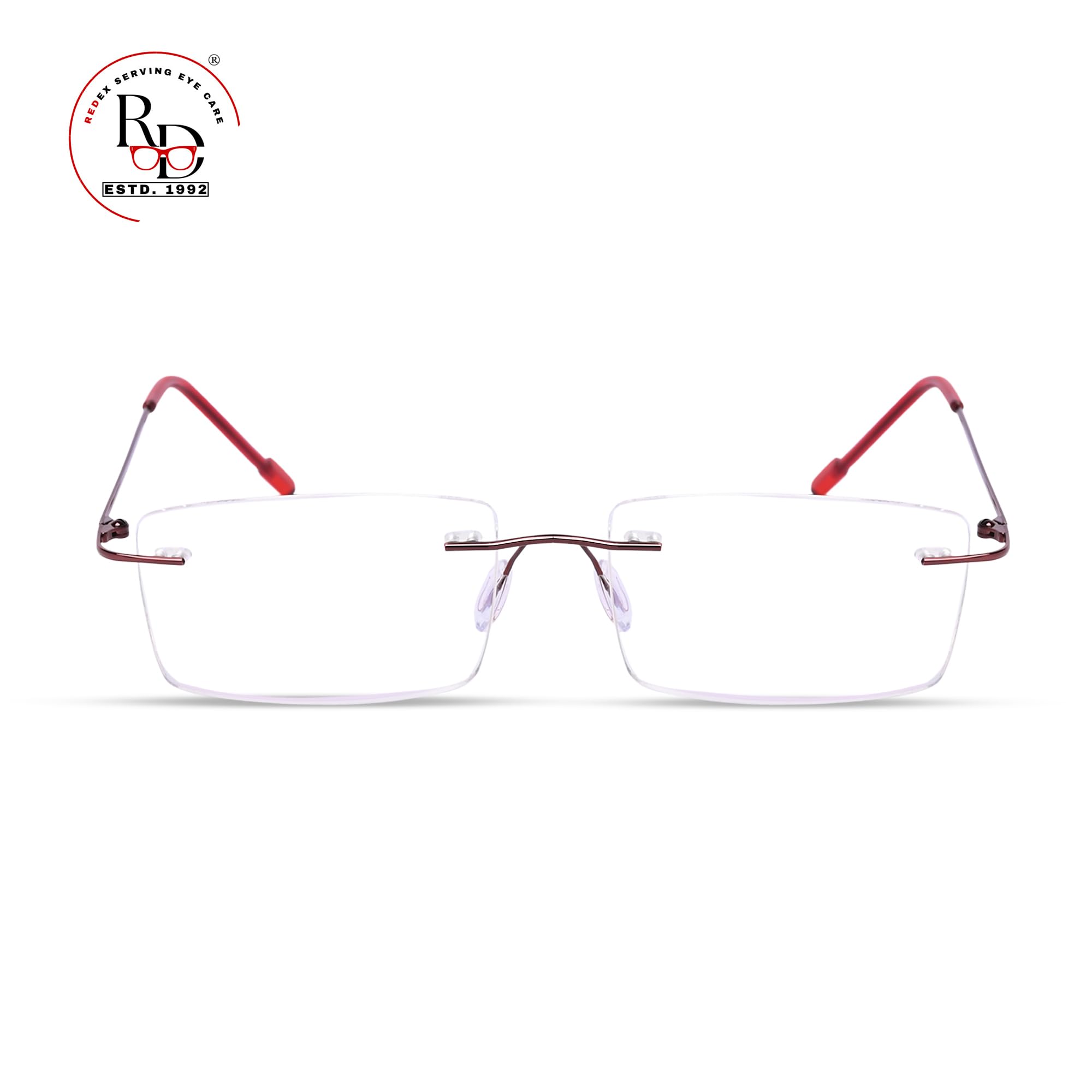 Rimless Aviator Frame For Men & Women (Black) (RED) - Image 8 thumbnail