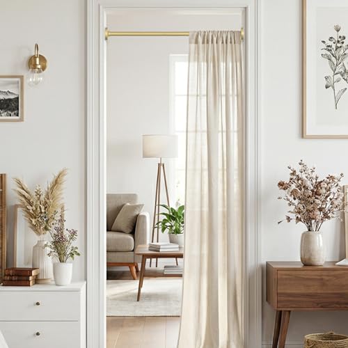 Image of Tension Curtain Rod 32-48Inch Gold Shower Rod Tension Rod Adjustable | Curtain Rods no Drilling Curtain Rods for Windows,Closets,Doorway