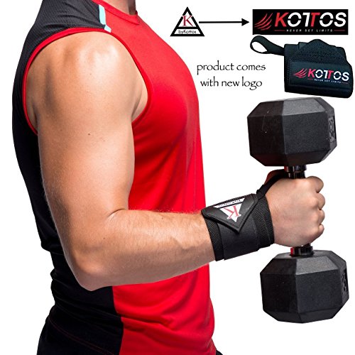 BYKOTTOS Black Wrist Wraps Weightlifting Powerlifting Wrist Wraps Professional Straps Strongest Wrist Support Braces, Bodybuilding Weight Lifting Powerlifting Crossfit Gym Training Bands, Men/Women