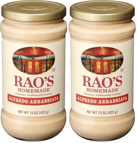 Image of Rao's Homemade Alfredo Arrabbiata Sauce, 15 oz, Pasta Sauce, Premium Quality Blend of Parmesan & Romano Cheese, Rich and Creamy with a Kick of Heat (Pack of 2)