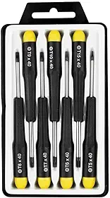 Eda 8NI Chaves Torx de Precisão, 7 Peças, Aço Cromo Vanádio, Preto