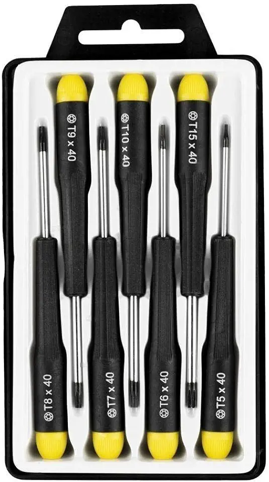 Eda 8NI Chaves Torx de Precisão, 7 Peças, Aço Cromo Vanádio, Preto