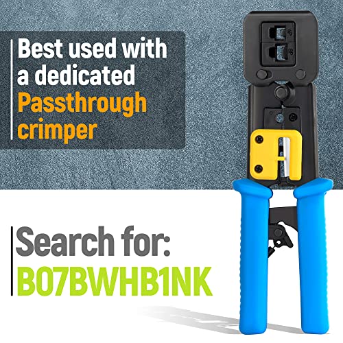 Gtz Rj45 Cat5E Pass Through Connectors - Pack Of 100 - Ez To Crimp Modular Plug For Solid Or Stranded Utp Network Cable - Male Ethernet Connector End thumb #7
