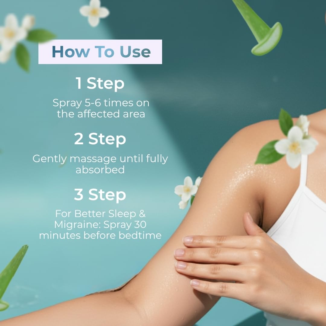 Pure Nutrition Magnesium Oil Spray 200ml | Topical Magnesium Spray | Magnesium Oil for feet, Sleep Support, Pain Relief & Muscle Recovery | Aqua fresh with Aloe vera,Jasmine,Tea tree and Pepper mint oil | — Amazon image 4