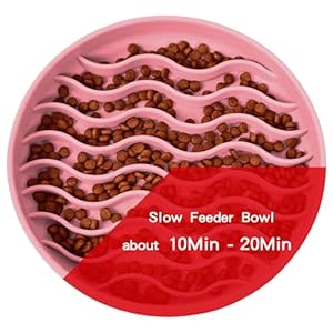 Slow Feeder Dog Bowls, Silicone Food Bowl Anti-Gulping, Pets Puppy Slow Feeder with Suction Cups, Dishwasher Microwave Safe for All Small Medium Dogs, Wave Design Pink Slow Feeder Dog Bowls Silicone Food Bowl Anti Gulping Pets Puppy Slow Feeder with Suction Cups Dishwasher Microwave Safe for All Small Medium Dogs Wave Design Pink