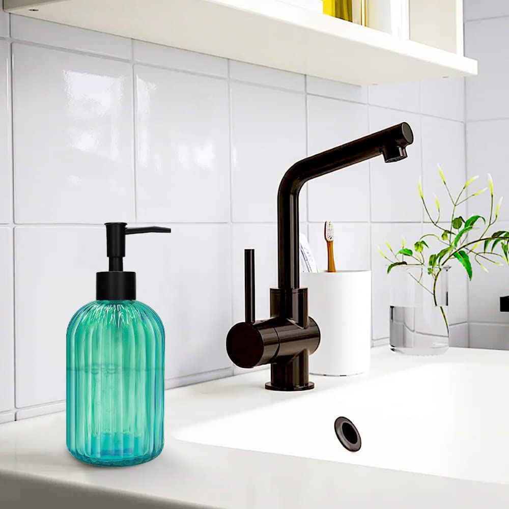 400ml Glas-Seifenspender Mit Pumpe – Moderner Spender Für Bad & Küche, In Graublau