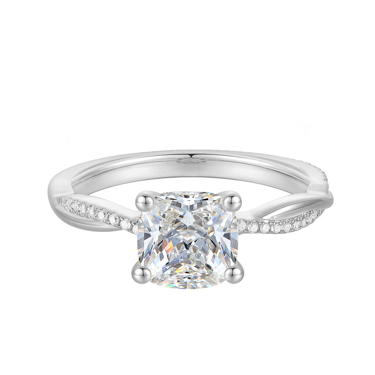 14K Gold Twisted Vine Engagement Ring Cushion Cut Simulated Diamond