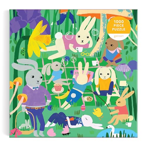 Galison - Bunny Daydream Rompecabezas de 1000 Piezas para Adultos | Ilustración de Anne Bentley, Pascua, Conejo, Fiesta de Té, Desafiante, Papel Reciclado, Sin Polvo, Tamaño Terminado 27" x 20" miniatura 2