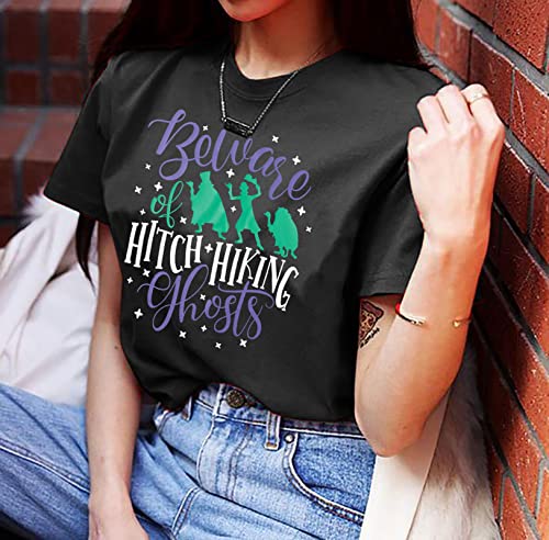 Beware of Hitch Hiking Ghost Shirt Women Funny Halloween Shirts Haunted Tshirt Ghost T-Shirt Short Sleeve Tee2