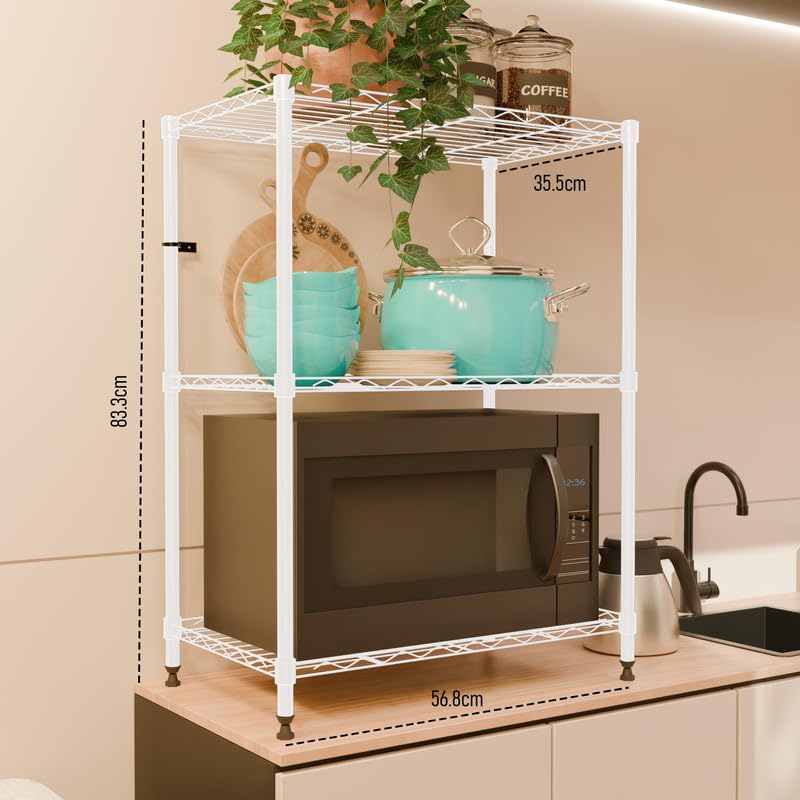 Image of 3-Shelves Heavy Duty Steel Storage Rack | Multipurpose Shelving Unit for Kitchen, Home & Utility