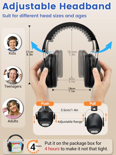 Image of Dr.meter Noise Cancelling Ear Muffs: EM100 SNR27.4 Ear Muffs for Noise Reduction - Kids Noise Cancelling Headphones with Adjustable Headband for Monster Truck Autism Sensory Mowing Firework-Black