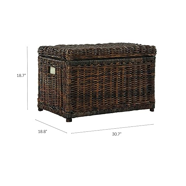 Happimess hpm9002a elijah 30 wicker storage trunk collapsible for flat storage rattan sarang buaya coastal for office dorm room livingroom bedroom dining room brown  urban country home decor