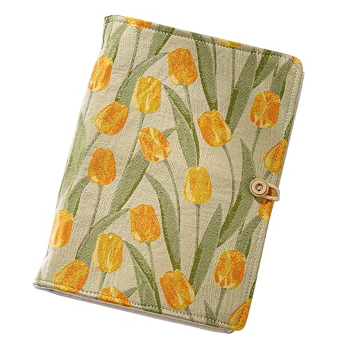 Carnet fait main en coton tulipe avec bouton bois idée cadeau journal artistique original