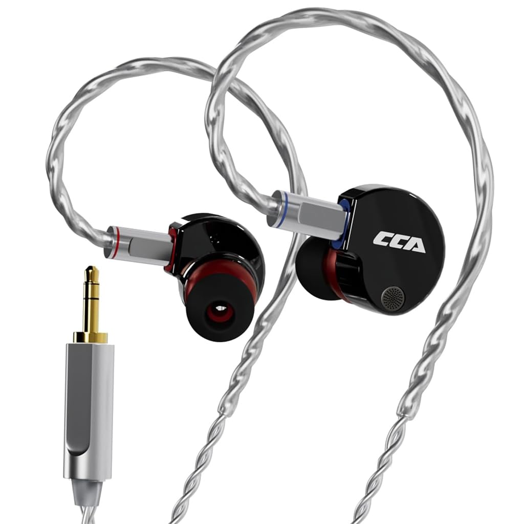 CCA Concept Kart Phoenix Dual Magnet Dynamic Driver IEMs, 10mm LCP Diaphragm, Harman-Tuned, Silver-Plated Detachable Cable, Wired in-Ear Monitors for Studio (DrkGrey-3.5-Nomic)-image-37