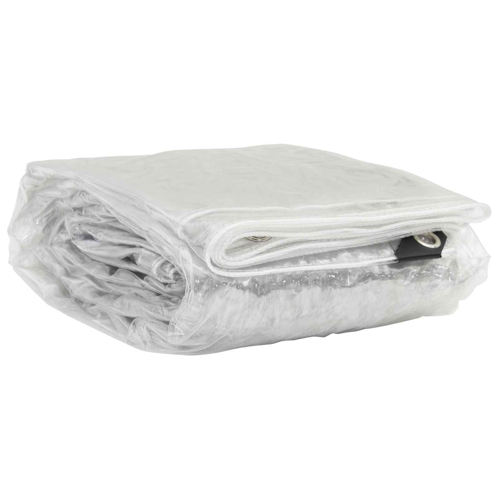 Pflanzenabdeckung Transparent 5 x 6 m PVC Plane mit Ösen, wasserabweisend, reißfest, vielseitig für Garten, Beetabdeckung, Unkrautschutz, Frostschutz, Mulch und Pflanzenpflege
