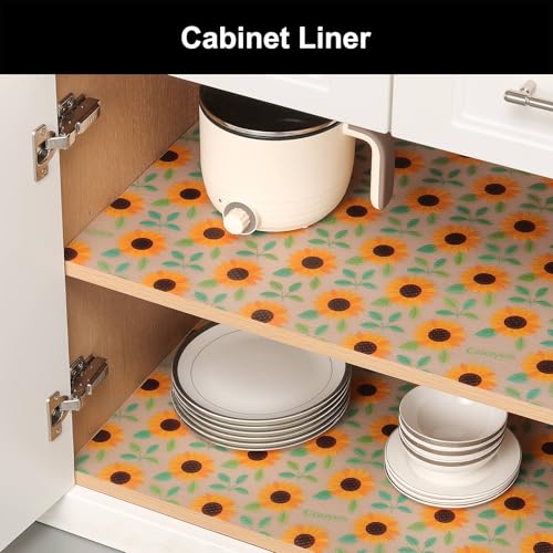Image of Cooyes Shelf Liner - Premium Non-Adhesive Cabinet & Drawer Liner for Kitchen - Waterproof Shelf Paper with Modern Pattern - Durable EVA Cabinet Mat - Easy to Cut