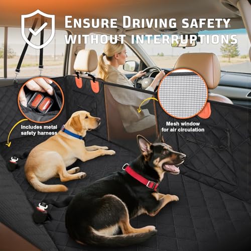 Gimars Upgrade Verbreitert Harter Unterseite Hundedecke Auto Rückban Bis 181kg [Wasserdicht & Kratzfest], 157 * 132cm rutschfest Autoschondecke Hund, Hunde Autositz Rückbank mit Sichtfenster