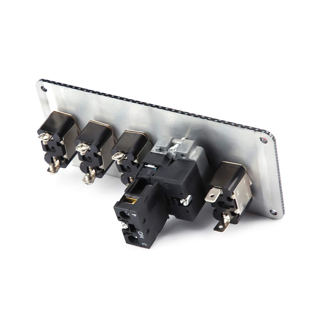 Panel de Interruptor de Encendido del Motor de Coche de Carreras de 12 V, Panel de Interruptor de Encendido Botón de Arranque Interruptor de Palanca LED 5 en 1 para Coche de Carreras