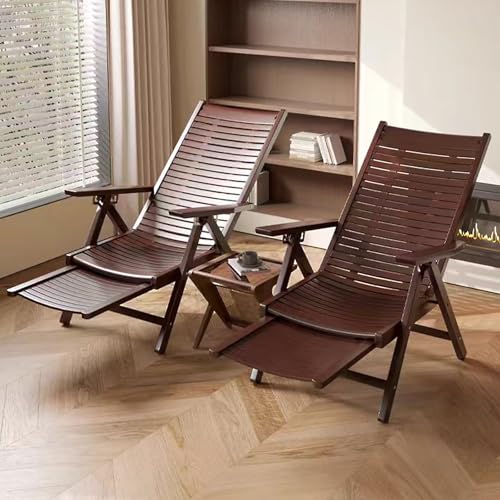 ZZV-Chaise-Lounge-Chair-Outdoor-with-Mattress-Bamboo-Patio-Lounge-Chair-with-Solid-Wood-Base-6-Adjustable-Positions-Retractable-Footrest-and-Cup-Holder-Tray-Folding-Patio-Recliner-Chair-Walnut
