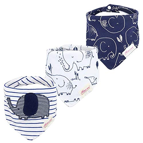 Image of JN&LULU 3-Pack Newborn Baby Bibs Baby Bandana Drool Bibs for Drooling and Teething,Organic Cotton Bibs for Baby Gifts