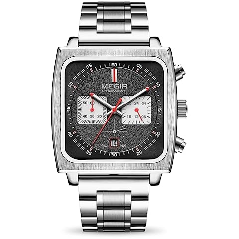MEGIR Men's Rectangle Quartz Chronograph Watch Cover
