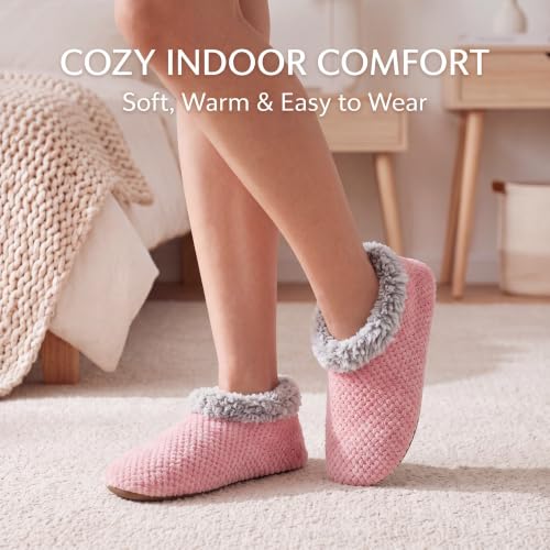 Image of Cozylook Fuzzy Slippers for Women Indoor Soft Sole Slipper Socks | Warm plush feel, non slip grippers, easy step-in, flexible bottom, bedroom and home wear