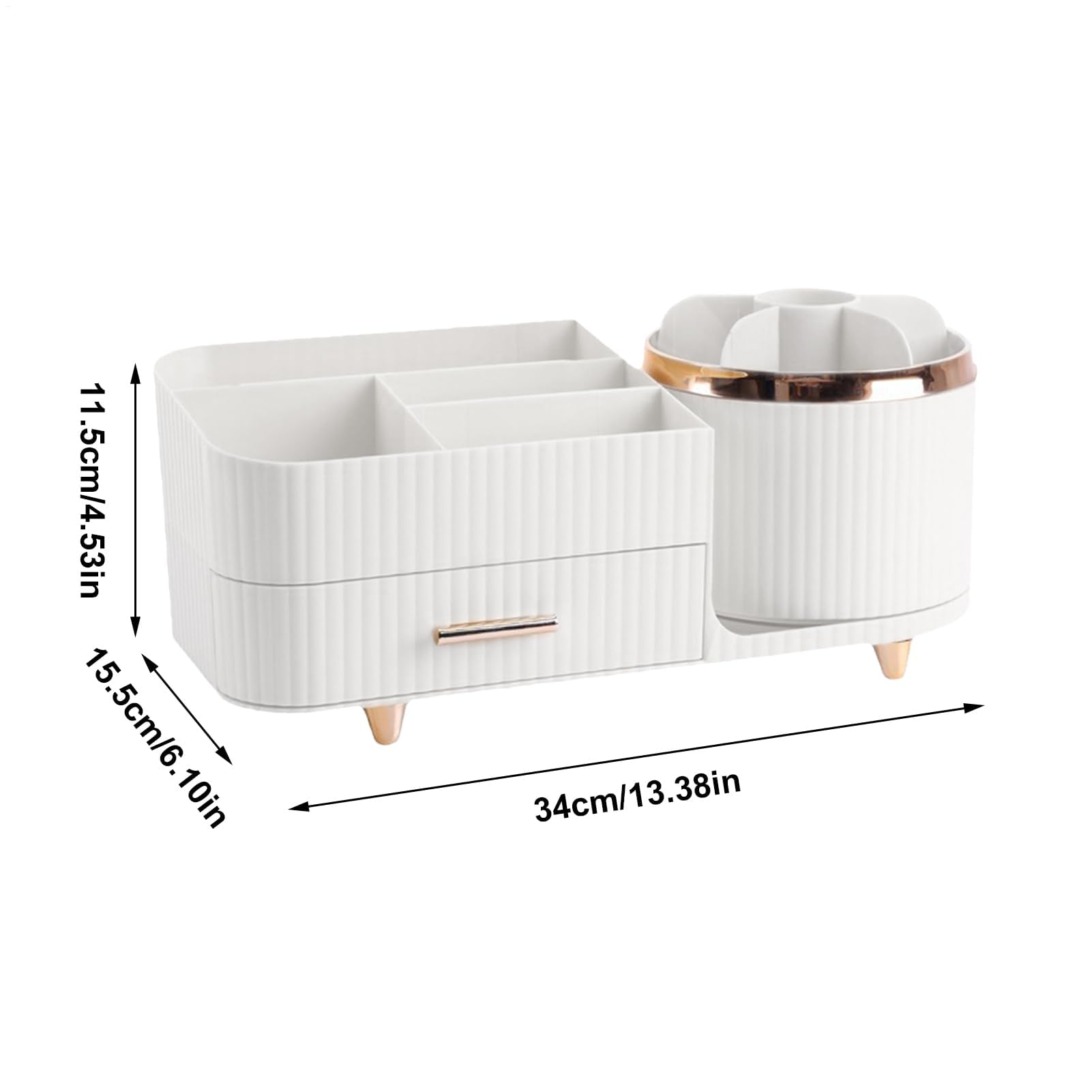 Rotierender Make-up-Nizer, Schreibtisch-Sto-Box mit Ders für Pinsel, Lippenstift, Eyeliner, Lot und Nagellack, perfekt für Vani Badezimmer und Schreibtisch