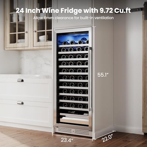 Image of Yeego 24 Inch Wine Fridge, 89 Bottle Wine Cooler with Left-Hinged