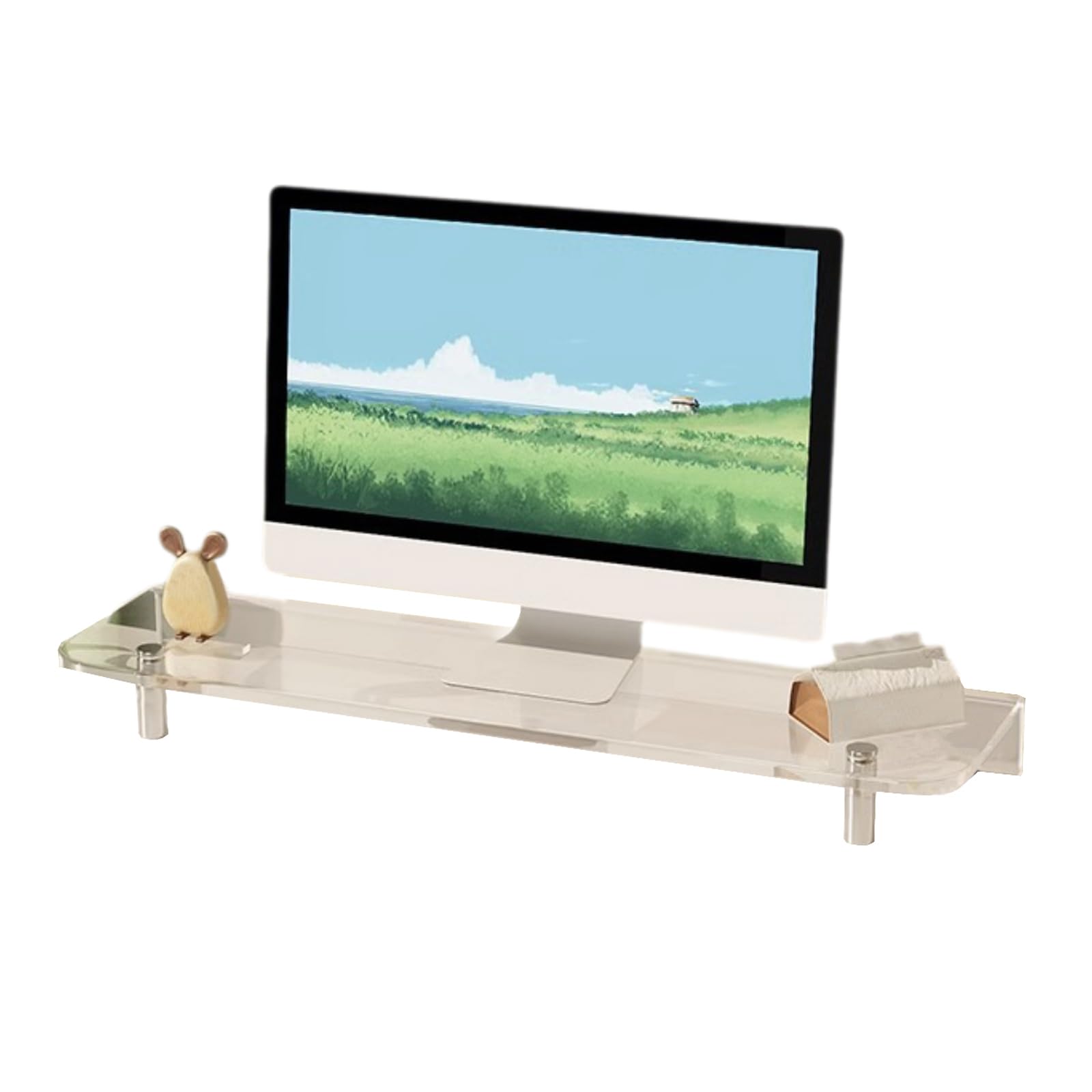 Machtiging Transparent Computer Monitor Shelf,Computer Desk Stand Clear Monitor Stand,Acrylic,Ergonomic,For Home And Office,Desktop Workspace,Office Organizers,Portable Pc