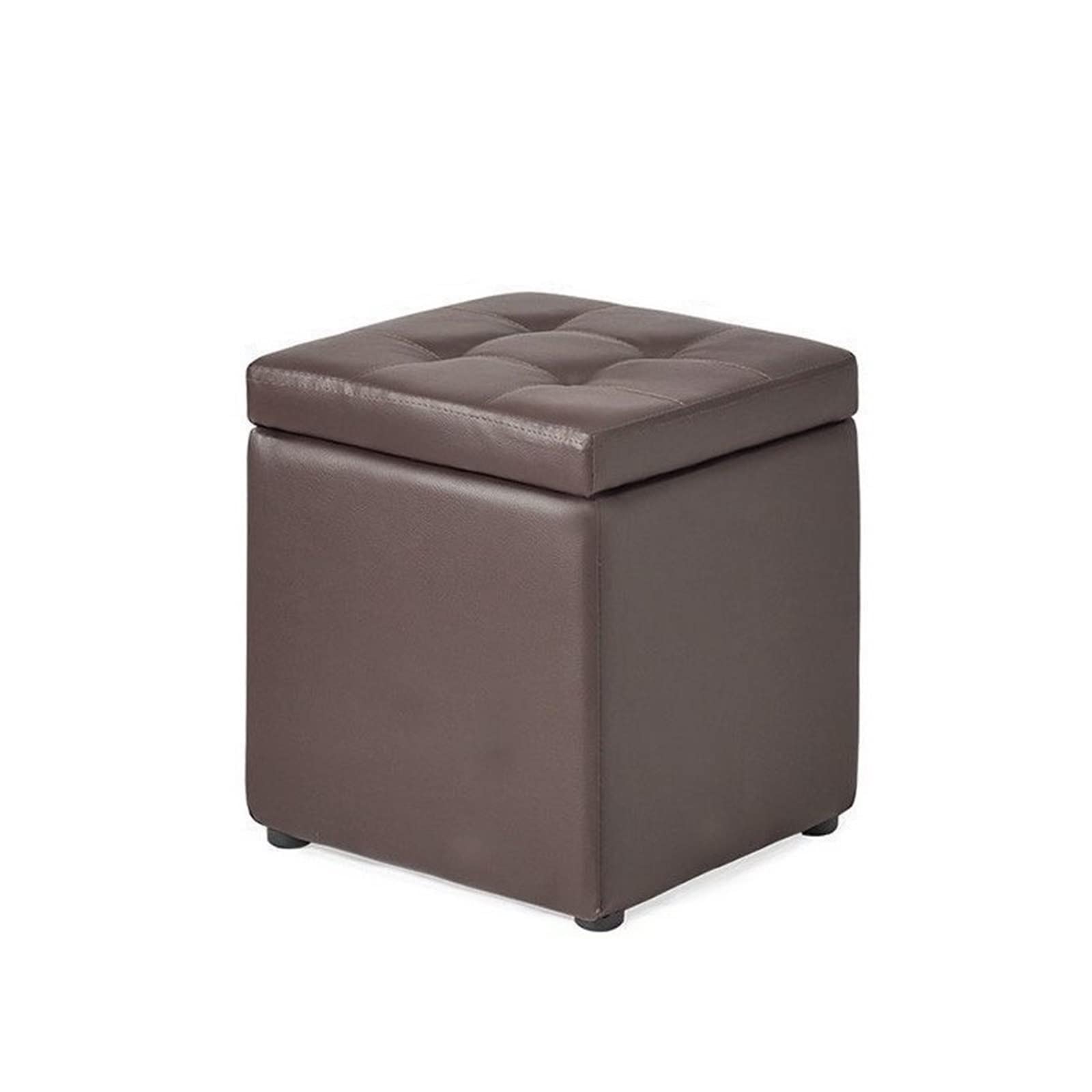 Coffre de rangement ottoman marron en cuir PU 30x30x35cm avec coussin