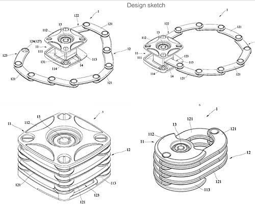 Technical design sketch of the ROCKBROS Folding Lock components