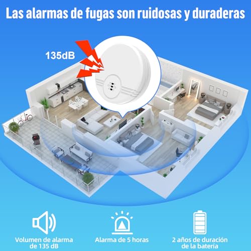Wassermelder Wassersensor 4 Stück Wassermelder Wasseralarm 135 dB Wasserstandssensor Wasserstandsmelder mit Batterie Wasserwächter mit Sensorkabel Wasserwarner für Keller, Küchen und Badezimmer