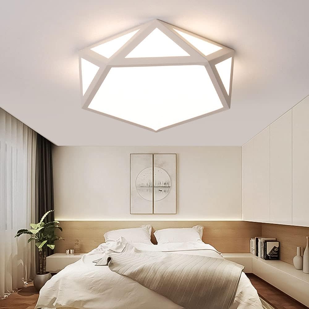 LED Ceiling Light Flush Mount Fixture Geometric Triangle Dimmable 3000k/4000k/6500 Personality Household Master Bedroom Ceiling Lamp