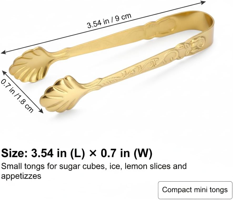 2 Pack Vintage Rose Sugar Tongs, Stainless Steel Ice Cube Clips with Elegant Rose Handle, Small Food Tongs for Tea, Coffee Party, Desserts, Appetizers, Kitchen and Barware (Gold & Silver)