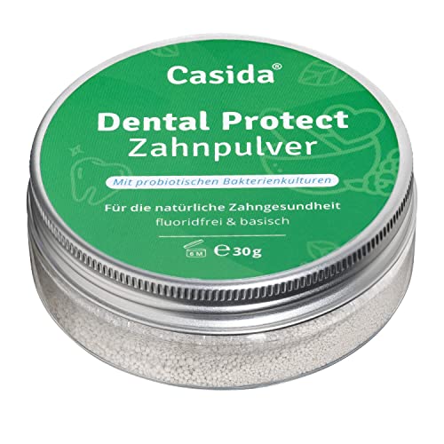 Casida Dental Protect Zahnpulver - Zahnpflegepulver ohne Fluorid - Mit 2 Bakterienstämmen, keine Schaumbildner und Konservierungsstoffe - Basisch & Vegan - 30g - Aus der Apotheke