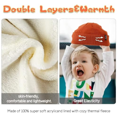 Baby Beanie Hat 3 Packs Toddler Girls Boys, Baby Hats Winter Warm Knitted Thermal with Fleece Lining, Kids Winter Hat4