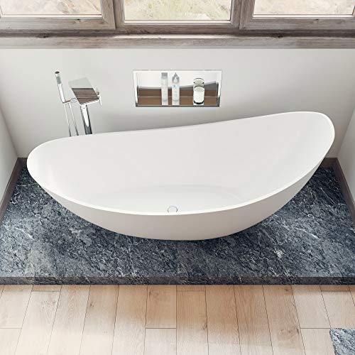 Alfi Brand Ab9951 73" White Solid Surface Smooth Resin Soaking Slipper Bathtub #TOP1