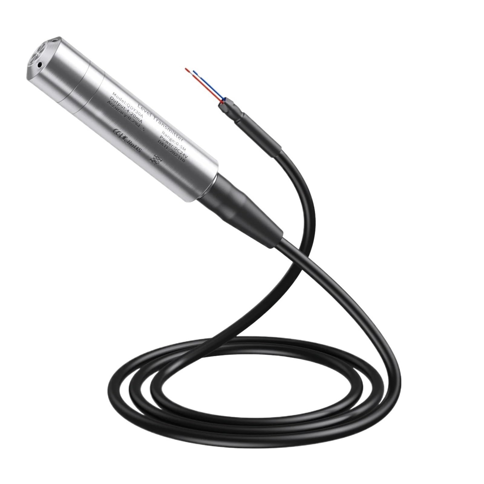 PEQYUACTE Water Level Sensor 0-30m Liquid Level Transmitter 4-20mA 0-5 Water Level Sensor Transmitter RS485 Water Level Transducer(Output Rs485)