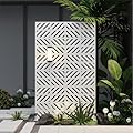 Heavy-Duty Outdoor Privacy Screen for Patio, Balcony, Backyard - 72" H * 44" W Metal Room Divider with Geometric Pattern, Anti-Tipping Kit, Weather Resistant, Easy Assembly (White-FGXPF)