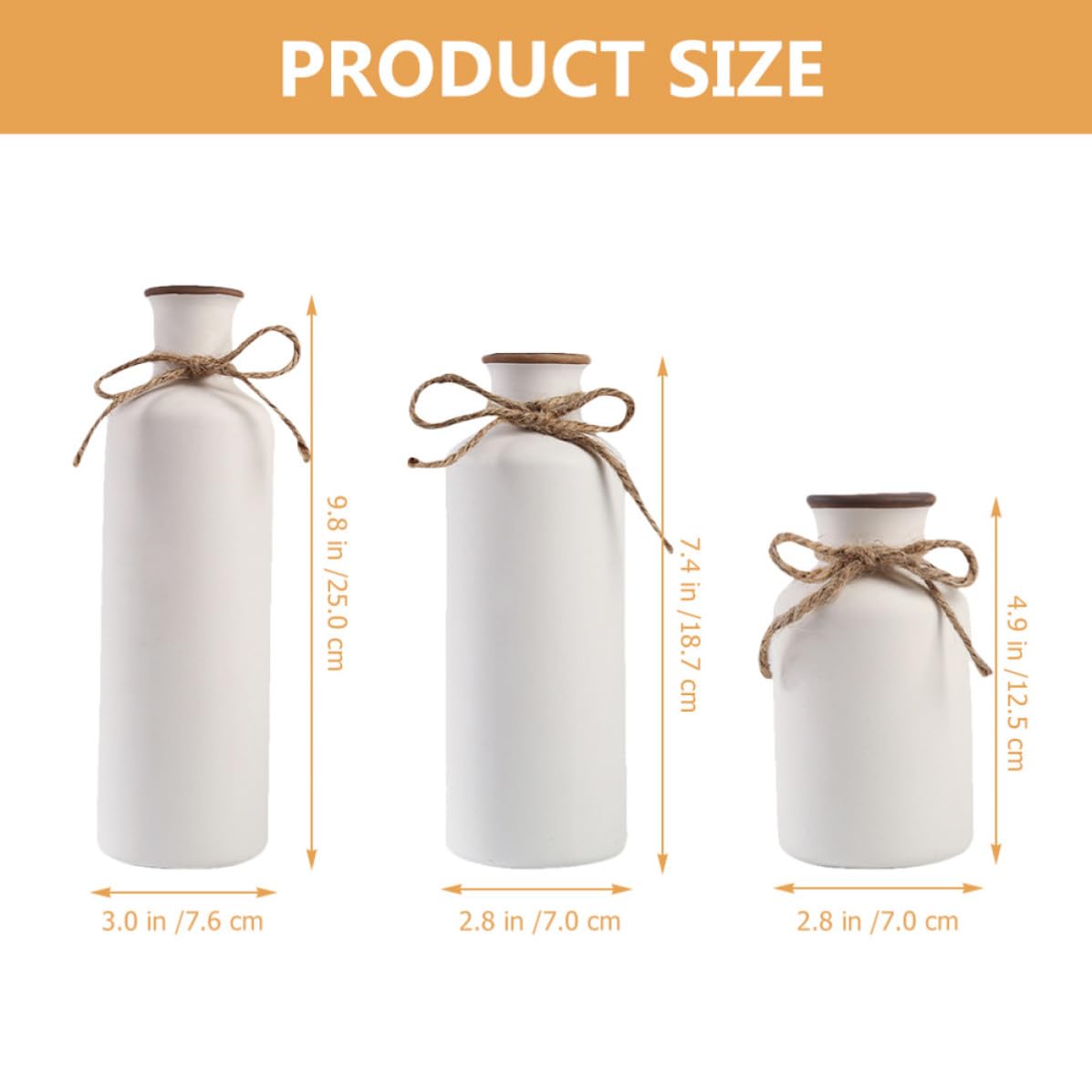 3 Pezzi Vaso da Arredamento in Ceramica, Stile Europeo Semplice