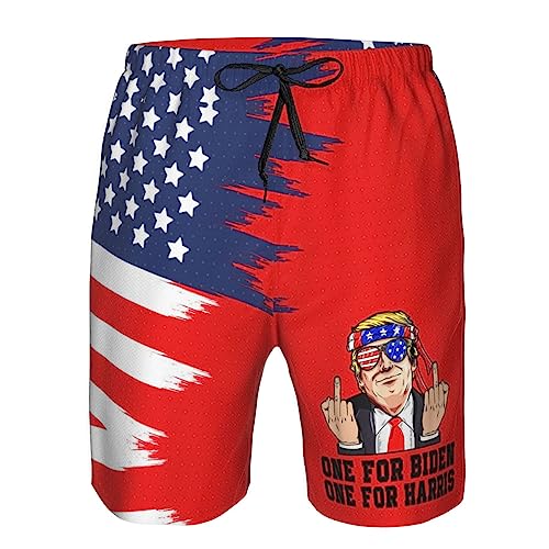 Donald Trump Middle Finger Biden Harris America Republican Gifts Men's Swim Trunks Bathing Suit Board Shorts Swimsuit White