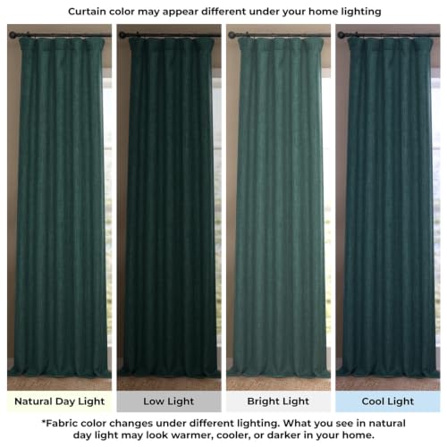 Image of HPD Half Price Drapes - Faux Linen Curtains for Living Room (1 Panel) - 50W X 96L - Textured Room Darkening Curtains for Bedroom 96 Inches Long - Drapes for Home Decor, Focal Green