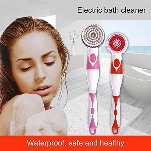 4 In 1 Electric Shower Brush, Waterproof Long Handle Spa Massage Scrubber Exfoliation Body Brush Kit, Perfect For Relaxing Muscles, Relieves Tension And Fatigue (Pink) #TOP6