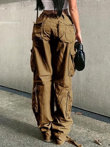 Women's Cargo Jeans Baggy Straight Wide Leg Flap Pockets Streetwear y2k Long Denim Pants Boyfriend Casual4