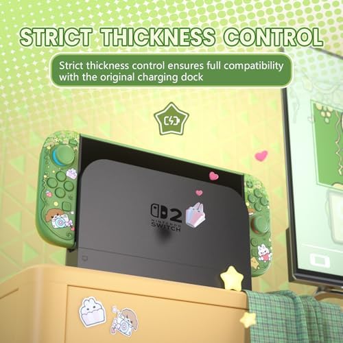PlayVital Protective Case for Nintendo Switch 2 - Kawaii Dockable Hard Case Shell for Switch 2 with Thumb Grip & Sticker & Button Caps, Anti-Scratch, Shockproof Cover Skin - Forest Bakery - 1