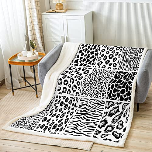 Cowhide Fleece Bed Blanket Leopard Cow Print Plush Blanket Throw Giraffe Zebra Animal Check Sherpa Blanket For Kids Boys Girls Buffalo Plaid Grid Cowboy Fuzzy Blanket Sofa Decor Queen 90"X90" #TOP12