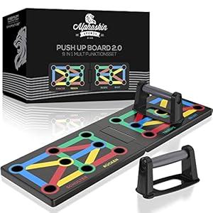 ALPHASKIN Premium Liegestützbrett Set I Verbessertes Konzept 2023 I Liegestützgriffe Homeworkout I 9 in 1 Push Up Bar I Homegym I Fitnessgeräte für Zuhause