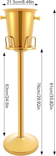 Miniatura 9 de Cubo de hielo con soporte enfriador de champán 201 de acero inoxidable con cubo de hielo de pie enfriador con asa de transporte, estante de cubo de