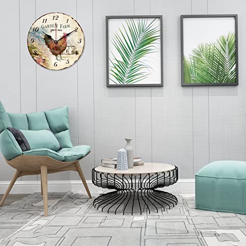 Horloge ronde en bois rétro vintage 38 cm décoration murale cuisine - 3