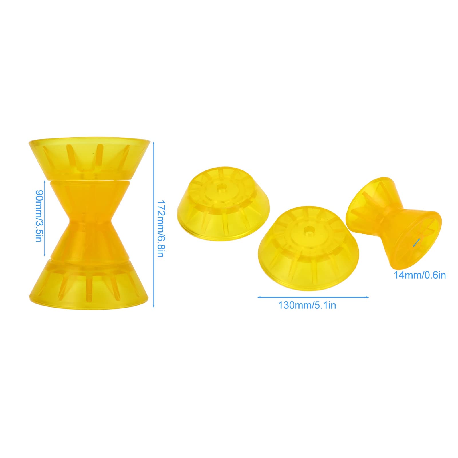 Rodillo en forma de arco marino – Rodillo moldeado de PVC amarillo de 3 piezas para una reducción suave del arrastre, ideal para remolques de barcos, caravanas y yates